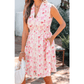 Ryland Pink Full Zip Cinched Waist Sleeveless Bow Mini Dress