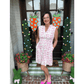 Ryland Pink Full Zip Cinched Waist Sleeveless Bow Mini Dress
