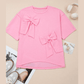 Poppy Pink Raw Edge Bow Patch Loose T Shirt