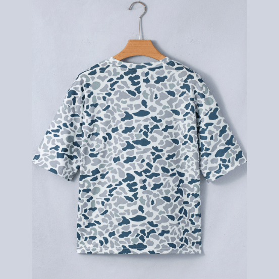 Noa Camouflage Print Single Chest Pocket V Neck Tee