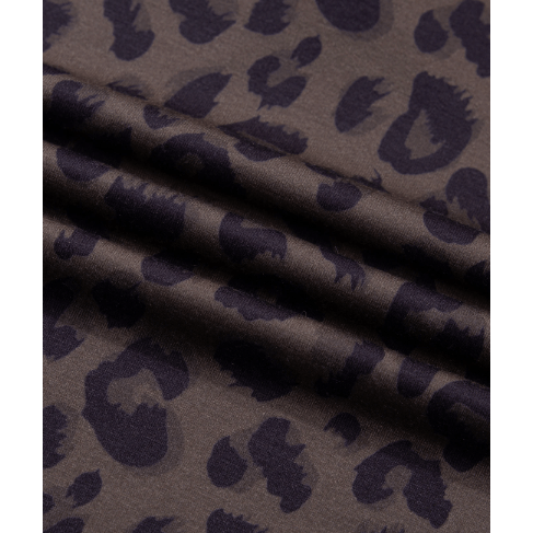 Loray Brown V Neck Collar Leopard Printed 2pcs Short Set