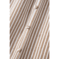JoDee Khaki Stripe Flutter Sleeve Buttoned Front Slit Maxi Dress
