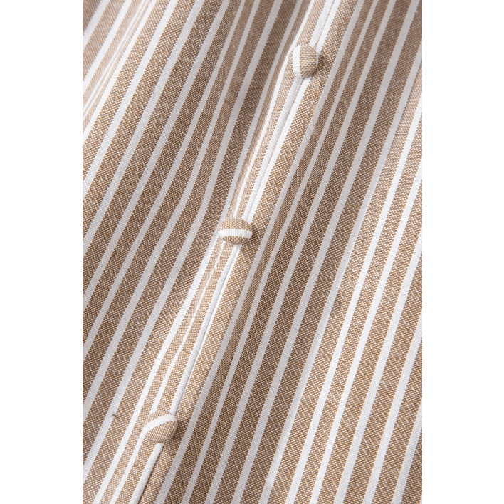 JoDee Khaki Stripe Flutter Sleeve Buttoned Front Slit Maxi Dress
