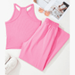 Estella Pink Slim Ribbed Tank Top and Sweatpants Set