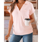 Shiloh Light Pink Collared V Neck Ribbed Tee