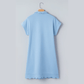 Pammy Beau Blue Snap Button Polo Collar Short Sleeve Scallop Hem Mini Dress