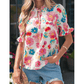 Carlotta Floral Tie V Neck Short Puff Sleeve Blouse