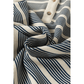 Luisa Blue Stripe Ruffled Short Sleeve Contrast Trim Button Notched Neck Midi Dress