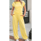 Marcella Yellow Cream Cropped Tank Top and Jogger Pants Set