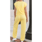 Marcella Yellow Cream Cropped Tank Top and Jogger Pants Set