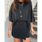 Kat Black Oversize Tee Tie Wrap Mini Skort 2pcs Set
