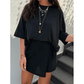 Kat Black Oversize Tee Tie Wrap Mini Skort 2pcs Set