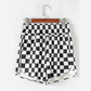 Abney Black Checkered Print High Waist Casual Shorts