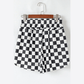 Abney Black Checkered Print High Waist Casual Shorts