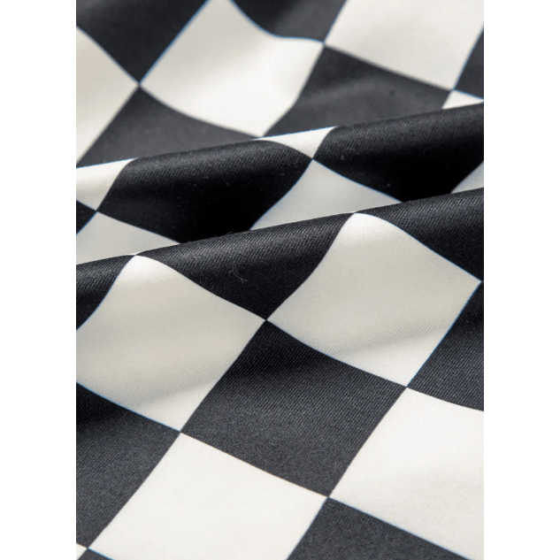 Abney Black Checkered Print High Waist Casual Shorts
