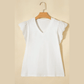 Payson Eyelet Embroidered Flutter Sleeve Patchwork V Neck Tee