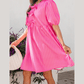 Mayra Striped Print Bow Detail Short Puff Sleeve Mini Dress
