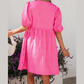 Mayra Striped Print Bow Detail Short Puff Sleeve Mini Dress