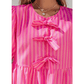 Mayra Striped Print Bow Detail Short Puff Sleeve Mini Dress