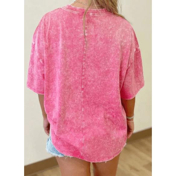 Ronda Sachet Pink Cotton Mineral Washed Oversize Tee