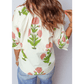 Emerie Wild Flower Print V Neck 3/4 Sleeve Blouse