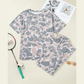 Harlise Camouflage Short Sleeve Top and High Waist Wide Leg Pants Set