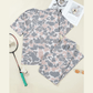 Harlise Camouflage Short Sleeve Top and High Waist Wide Leg Pants Set