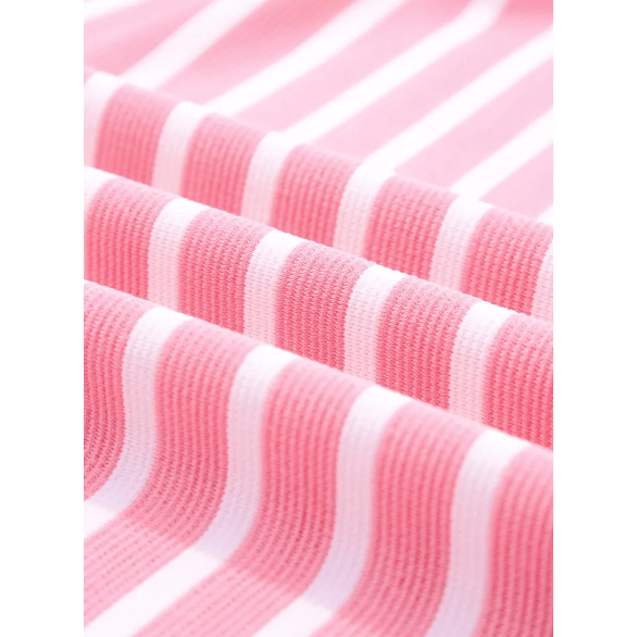 Nell Pink Stripe Contrast Trim Loose Short Sleeve Top