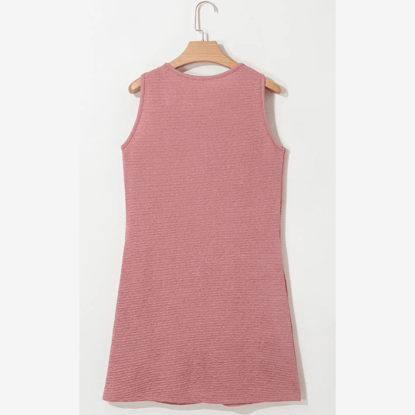 Stormi Pink Textured Lace Hollowed Detail Sleeveless Mini Dress