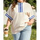 Jolene White Varsity Half Zip Textured Plus Size Top