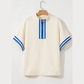 Jolene White Varsity Half Zip Textured Plus Size Top