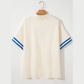Jolene White Varsity Half Zip Textured Plus Size Top