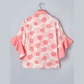 Mallory Pink Double Polka Dot Printed Ruffle Trim Short Sleeve Babydoll Shirt
