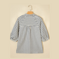 Carey Blue Stripe Floral Embroidered Detail V Neck Short Sleeve Blouse