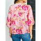 Cheza Pink Floral Print Tie Neck Puffy Half Sleeve Blouse