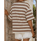 Shayla Brown Stripe Casual Oversized Tee