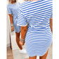 Elliana Sky Blue Stripe Nautical Tie Contrast Trim Round Neck T Shirt Mini Dress