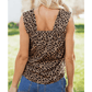 Reese Brown Leopard Print Frilled Square Neck Tank Top