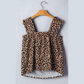 Reese Brown Leopard Print Frilled Square Neck Tank Top