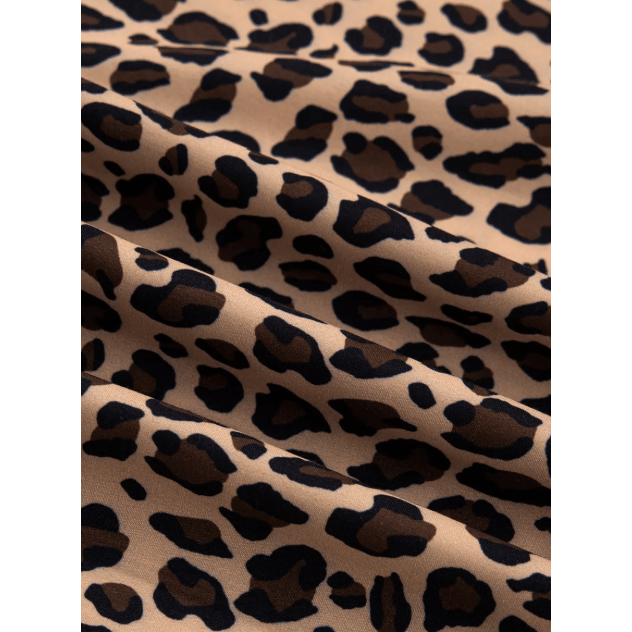 Reese Brown Leopard Print Frilled Square Neck Tank Top