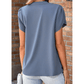 Maurice Blue Silky Notched Neckline Petal Sleeve Blouse