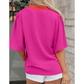 Sala Contrast V Neck Colorblock Wide Short Sleeve Top