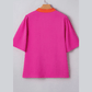Sala Contrast V Neck Colorblock Wide Short Sleeve Top