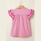 Terri Stripe Shirred Yoke Ruffled Short Sleeve Blouse