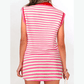 Zella Sachet Pink Textured Stripe Print Contrast Trim Zip Collar Sleeveless 2pcs Skort Set