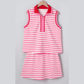 Zella Sachet Pink Textured Stripe Print Contrast Trim Zip Collar Sleeveless 2pcs Skort Set