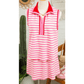 Zella Sachet Pink Textured Stripe Print Contrast Trim Zip Collar Sleeveless 2pcs Skort Set