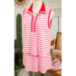 Zella Sachet Pink Textured Stripe Print Contrast Trim Zip Collar Sleeveless 2pcs Skort Set