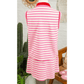Zella Sachet Pink Textured Stripe Print Contrast Trim Zip Collar Sleeveless 2pcs Skort Set