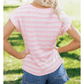 Udelle Pink Striped Print Waffle Knit T Shirt